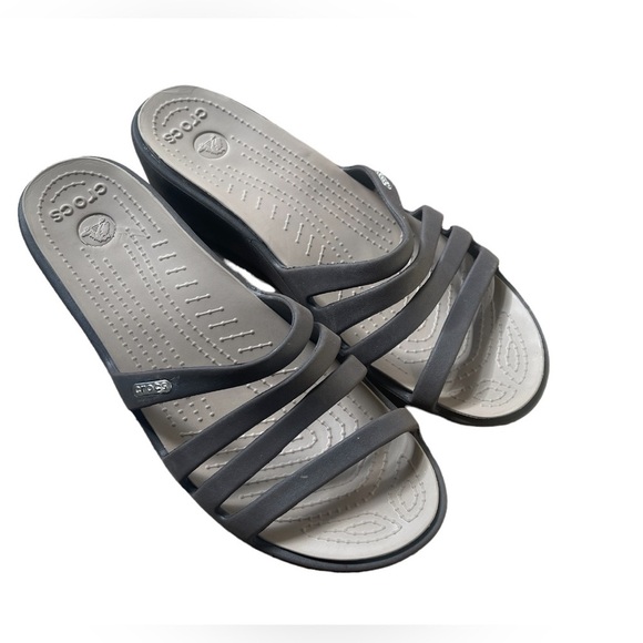 Crocs Rhonda Brown Wedge Open Toe Sandal - Picture 1 of 5